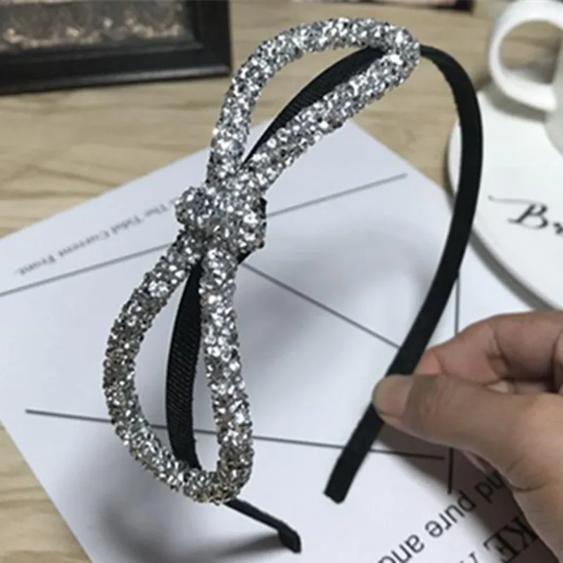 

Silver Crystal Bow Headband for Women Hair Jewelry Side CrystalBow Headband Birthday Head Band Rhinestones Girls Hairband Adults