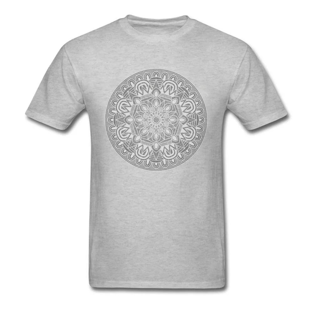Flower Mandala 2 Graphic Short Sleeve Normal T Shirts 100% Cotton Crew Neck Mens Tops Shirt Printing Tshirts Thanksgiving Day Flower Mandala 2 grey