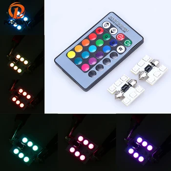 

POSSBAY LED RGB Changing Car Dome Light+ Remote Controller Set Kit Automobiles Accessories Interior Decoration Light