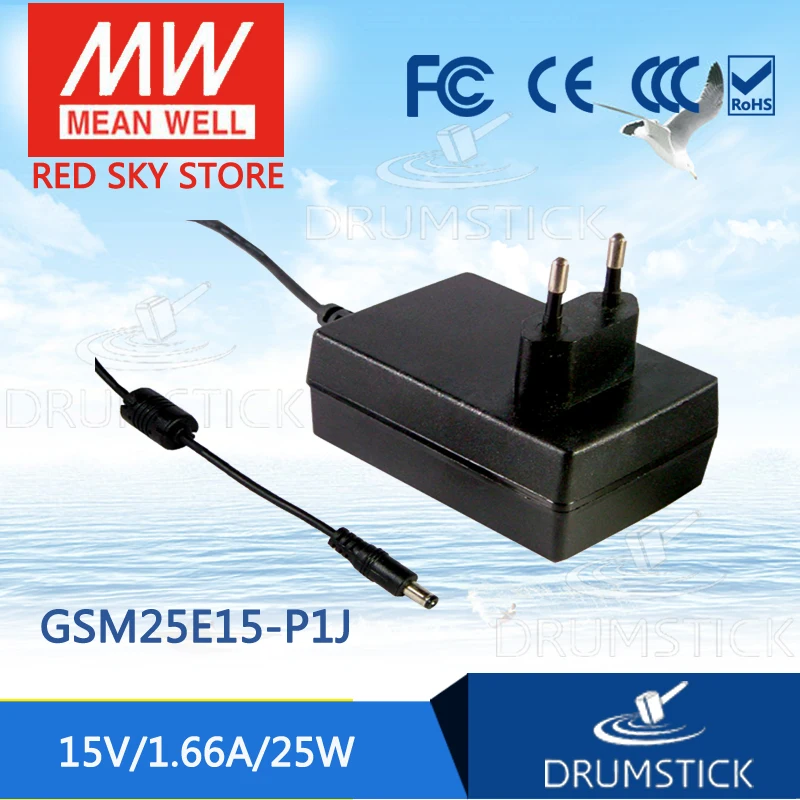 

MEAN WELL GSM25E15-P1J 15V 1.66A meanwell GSM25E 15V 25W AC-DC High Reliability Medical Adaptor