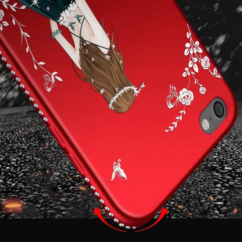 Portefeuille For iPhone 8 Case Luxury Glitter Rhinestone TPU Silicone Girls Back Cases Cover For Apple iPhone 7 Plus 6 6S 5 5S X (4)