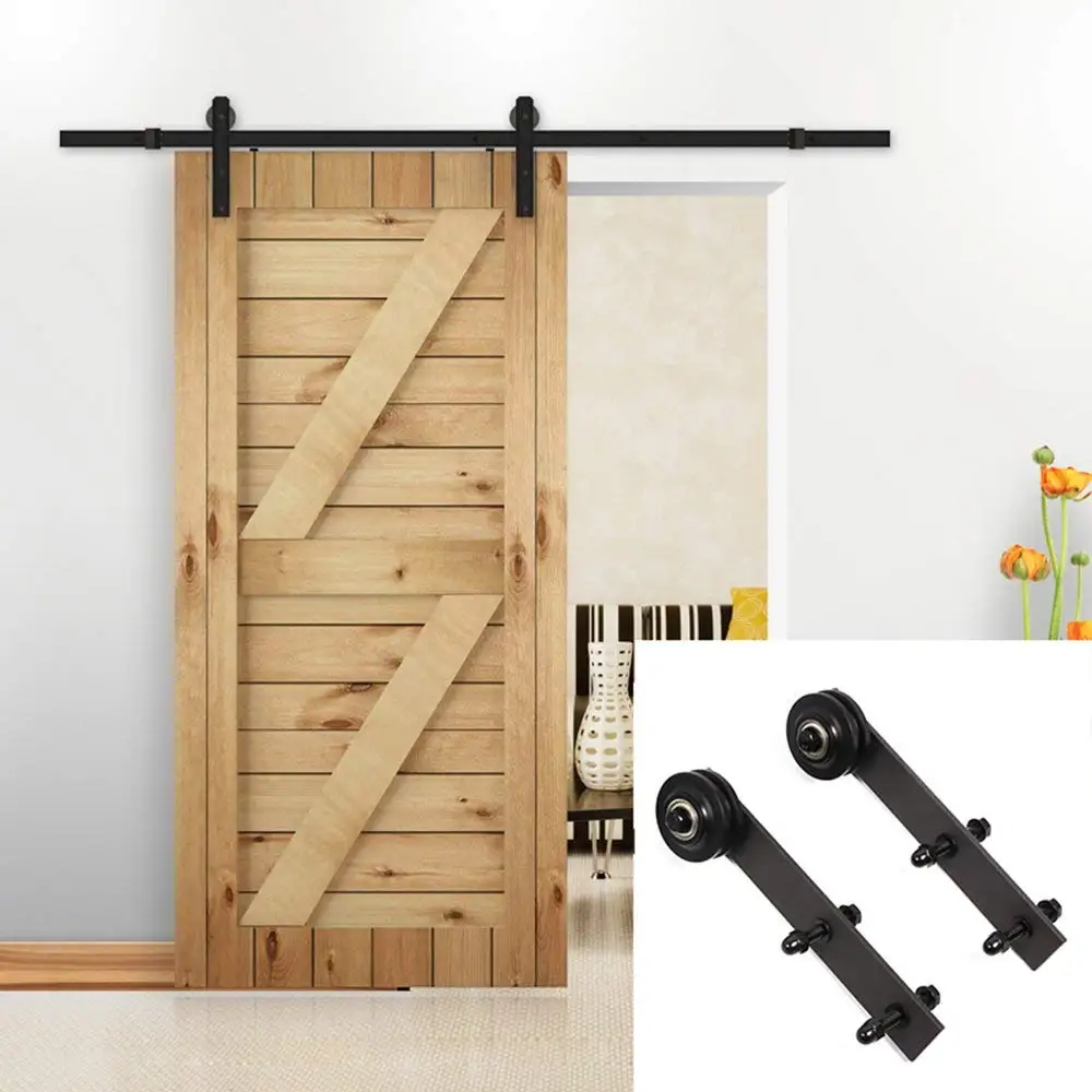 Rustic Black Steel font b Closet b font Doors Wood Sliding Barn Door Hardware Kit