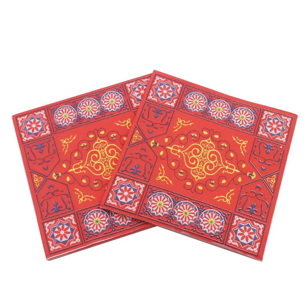 

1Pack/lot 33*33cm New Printed Eid al-Fitr Ramadan Paper Napkin For Muslim EID Party Supplies