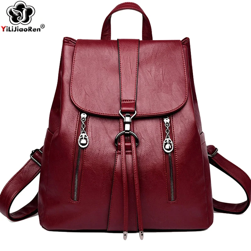 

Fashion Anti Theft Backpack Women Soft Leather Backpack Women Large Capacity Bookbags for Teenage Girls School Backpack Women