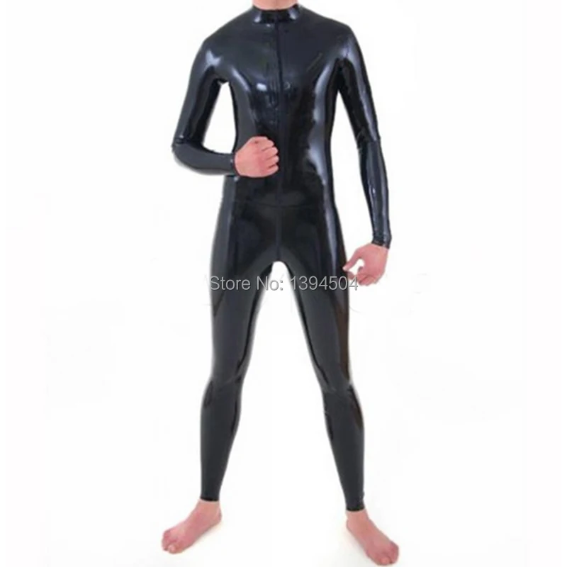 new sexy exotic Sexy handmade customize Black Men male Latex Catsuit zentai cekc fetish Bodysuits with three way Zipper