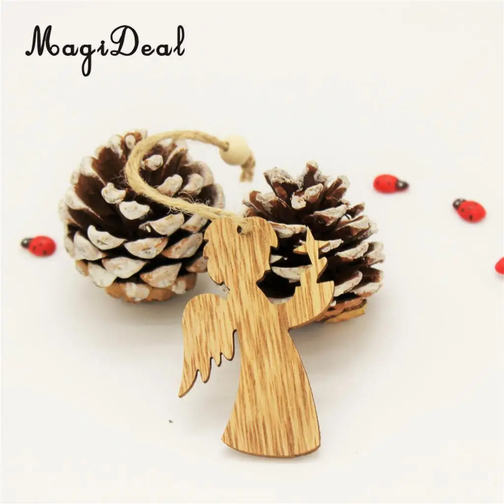 MagiDeal Vintage Style 12Pcs Assorted Wood Christmas Tree Hanging Decoration Xmas Ornament Gift Tag Embellishments Wedding Favor
