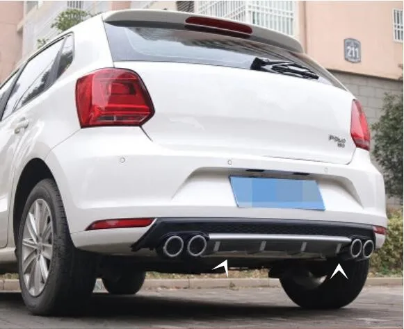 

JIOYNG ABS 4 OUTLET PIPE CAR REAR BUMPER LIP , AUTO REAR DIFFUSER COVER FIT FOR Vw Volkswagen POLO 2014 2015 2016