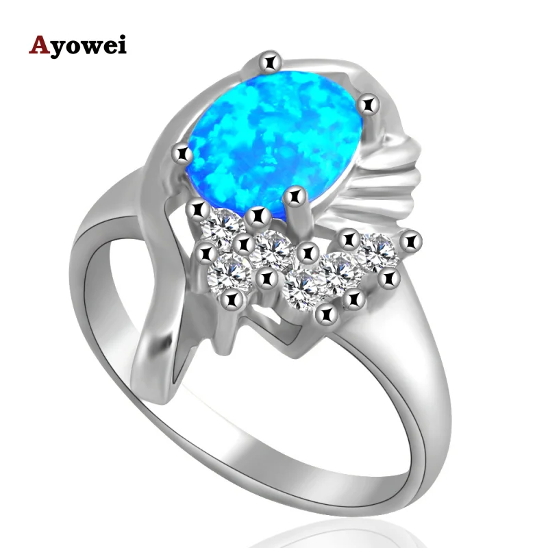 Розничная любовник Циркон Синий огонь кольцо из опалового серебра США Sz#6,5 ювелирные изделия OR301A