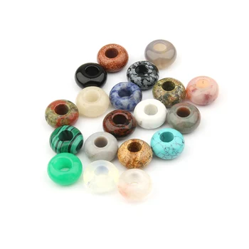 

Fashion Natural Stone Flat Beads Multiple Colour Big Hole Good Quality DIY Jewelry Accessories 10*5mm Hole size 4mm