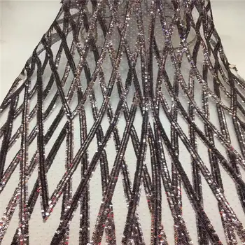 

2019 Latest Wholesale 4 Color African French Lace Fabric High Quality African Tulle Lace Fabric with sequins For Wedding JX37-1