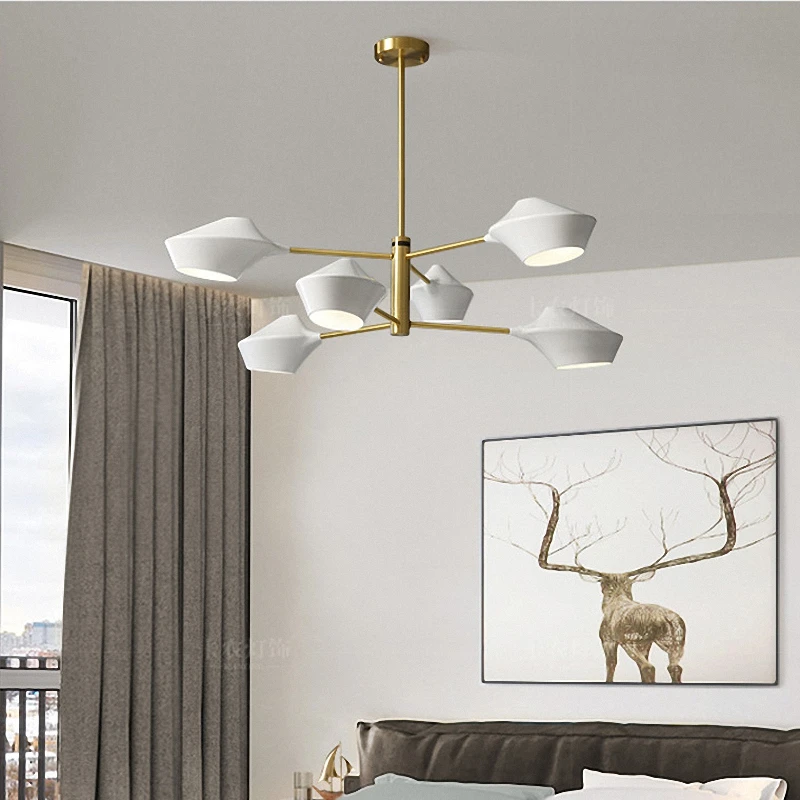 

Luminaria 6/8 Heads Personality Bar Village Copper Chandelier Lighting Nordic Modern Simple Restaurant Home Decor Hanglamp