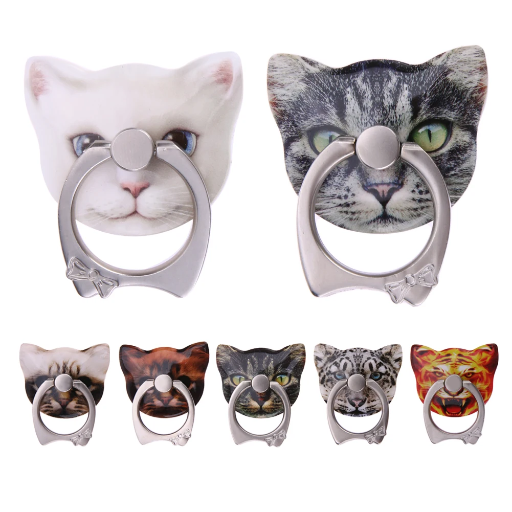 Cute Kitten Shape 360 Roating Finger Ring Mobile Phone Stand Holder for iPhone Samsung Huawei Xiaomi All Smart Phones Holder