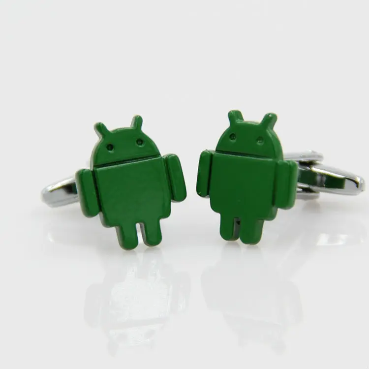 

Fun Android modeling Copper Cufflilnks Green Robot Cufflinks Free Shipping men's cufflinks