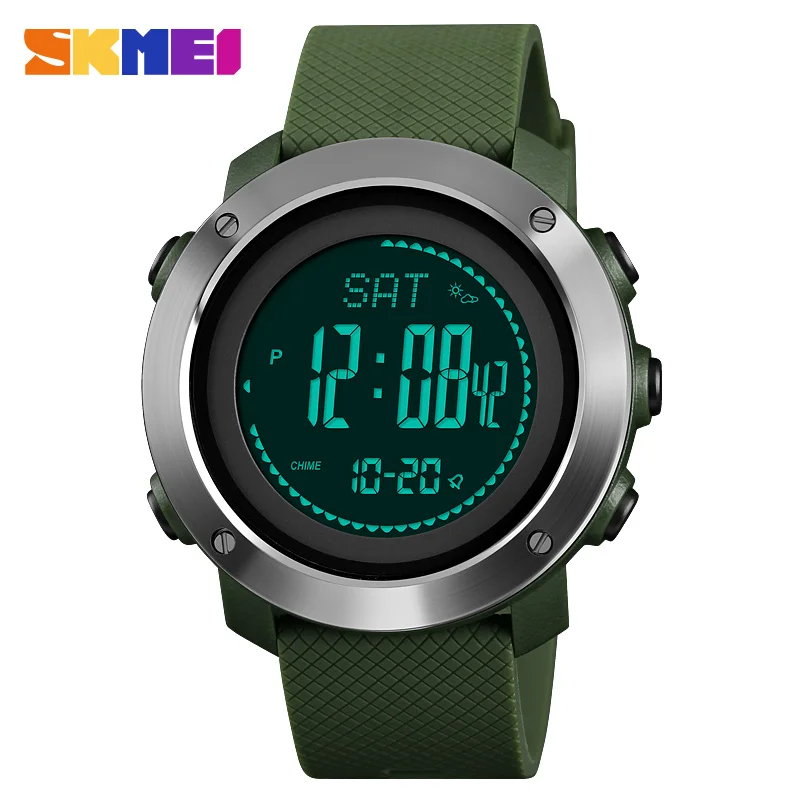 SKMEI 1427/1418 мужские уличные спортивные цифровые наручные часы компас 30 м водонепроницаемые цифровые часы мужские электронные наручные часы - Цвет: Army Green White