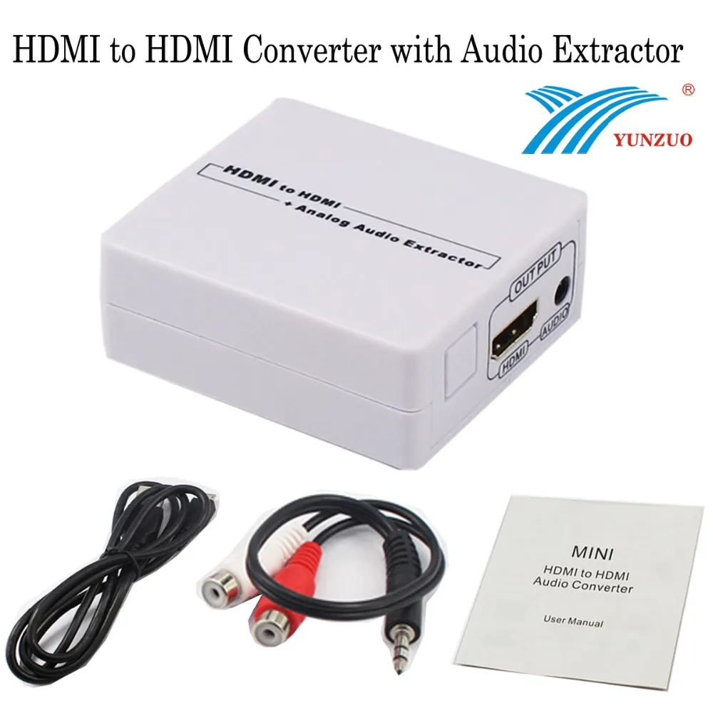 

High Quality MINI HDMI to HDMI Converter+Analog Audio Extractor Digital Stereo And Optical Out For 2.1 Channel Speakers Adapter