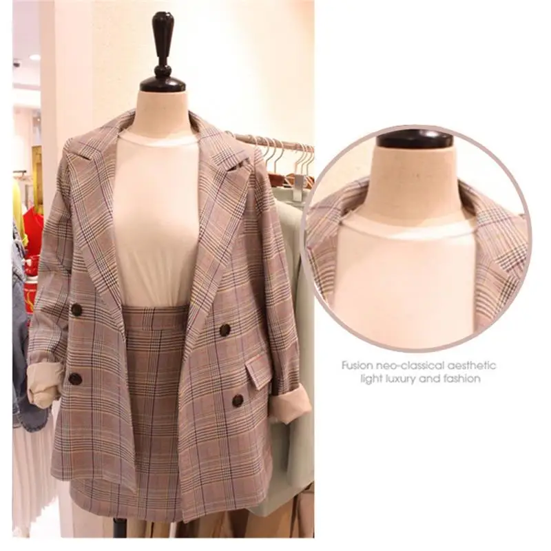 

New Fashion Uniform Design Work Wear Suits With Jackets+Skirt Novelty lattice Professional Office Uniforms for Business Women