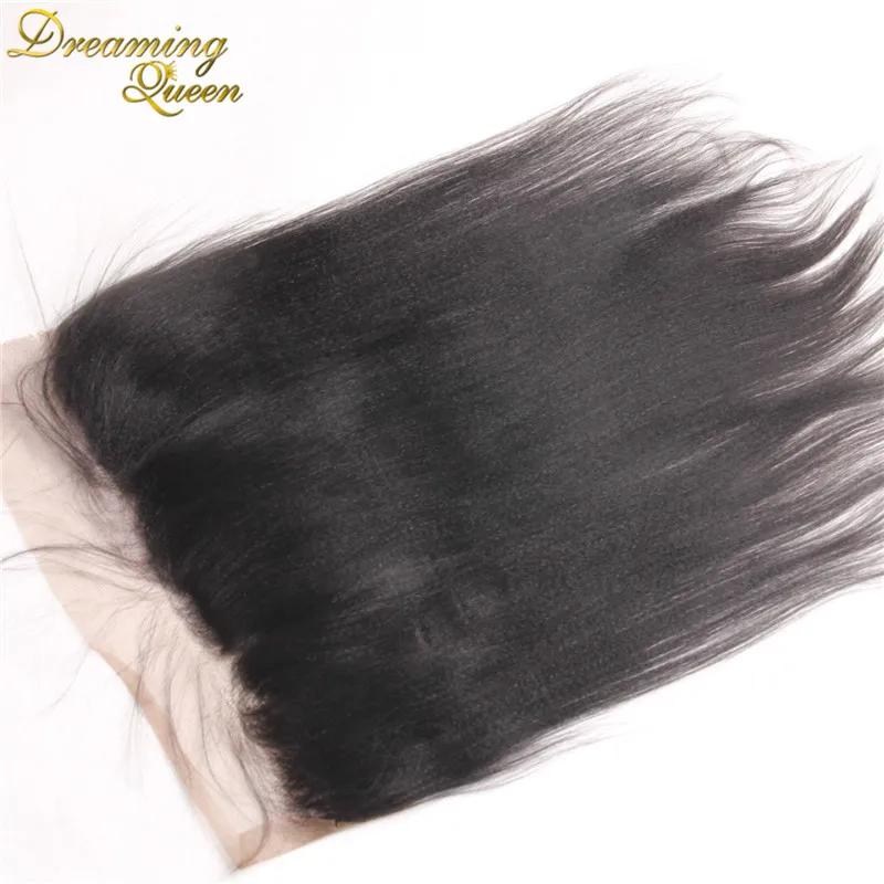 Yaki Straight Lace Frontal Closure With Baby Hair Brazilian Virgin Hair Coarse Italian Light Yaki Straight
