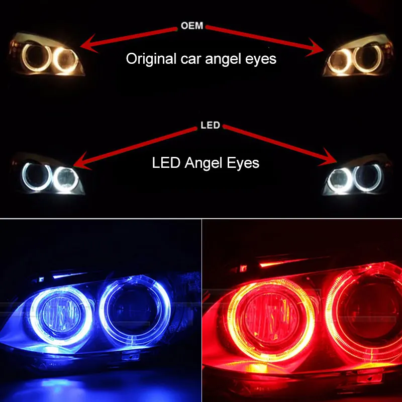 2 шт., безошибочный светодиодный фонарь в виде ангельских глаз для BMW E39 E83 E60 E61 E53 E64 E65 E66, светодиодный фонарь в виде ангельских глаз, белые противотуманные фары