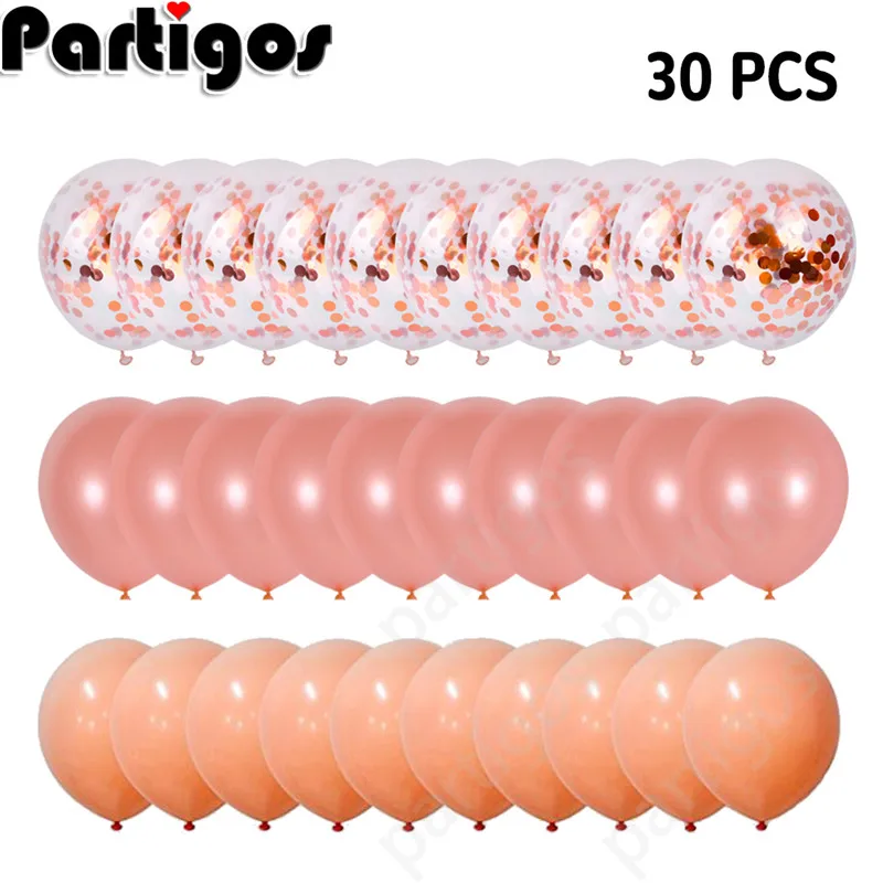 

30pcs 12inch Peach Pink rosegold Confetti latex air Balloons for birthday party wedding Baby Shower Bridal Shower Decorations