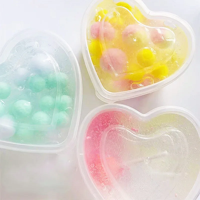 

5Pcs/Set 120ml Heart Shape Clear Plastic Sauce Chutney Cups Food Container Slime Box Cotton Storage Mud Crystal Case With Lid