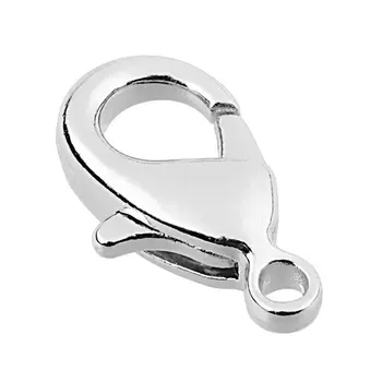 

50-Piece Silver Lobster Claw Clasps for Jewelry Making, 12mm