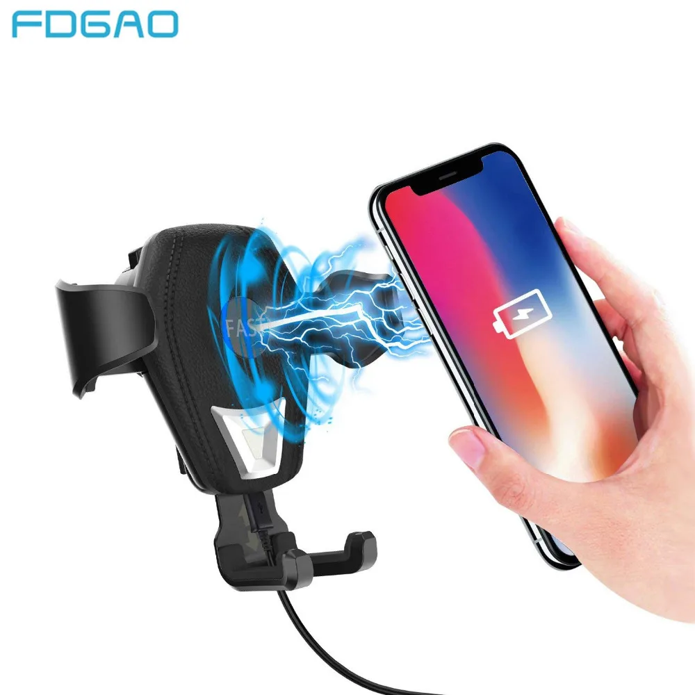 

Fdgao 10W Qi Wireless Car Charger For iPhone XS Max XR X 8 Plus Quick Charge Fast Charging Car Holder Stand For Samsung S8 S9 S7