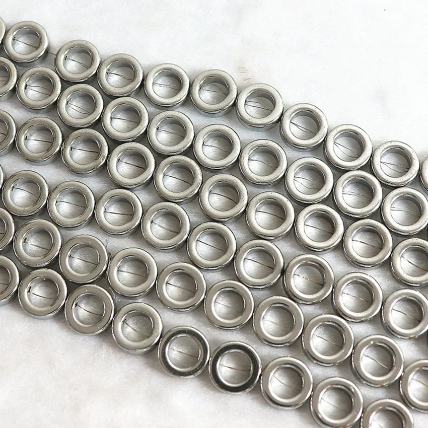 

5 style natural stone nomagnetic hematite circle star abacus heart loose beads silver-color jewelry findings 15inch B211