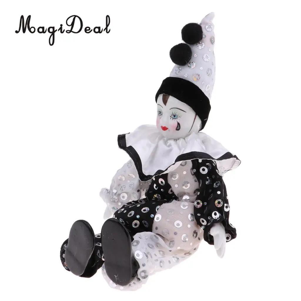 23cm Funny Clown Man Wearing High-grade Brocade Clothes Figure Doll Toy Xmas Party Decoration  Polka Dots