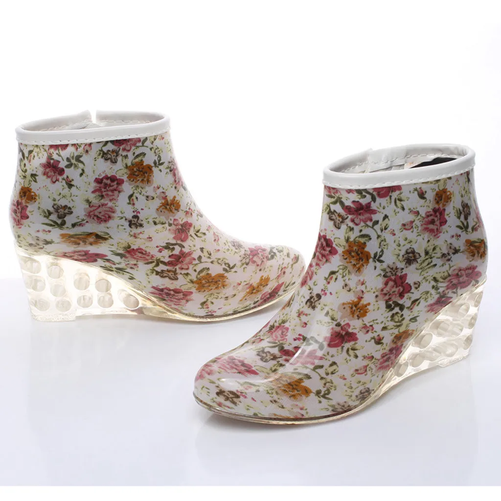 

New Women Rain Boots Waterproof Water Boot for Woman Rainboots Shoes Ladies Round Toe Zipper Boots Women Platform Shoes