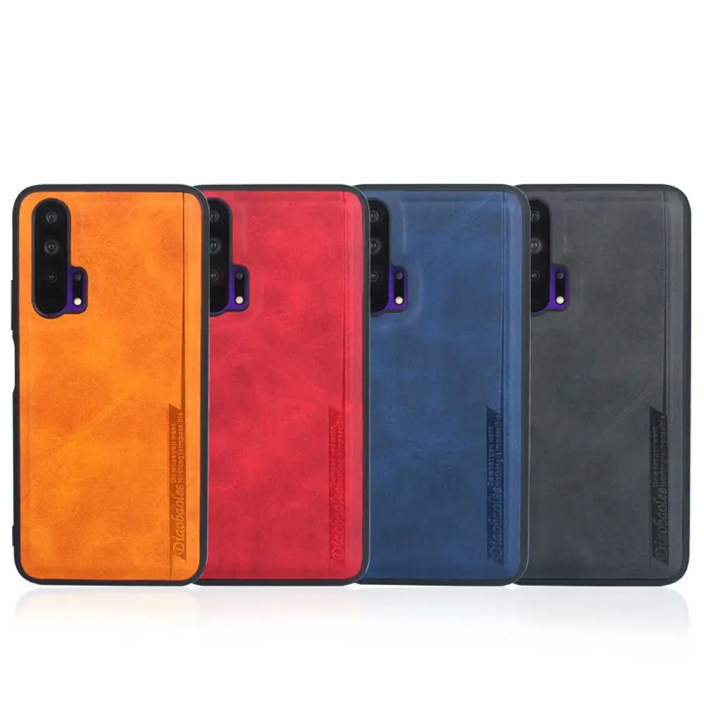

High quality PU Leather Back Rubber Plastic Bumper Thin Slim Case Cover for huawei honor 20 pro
