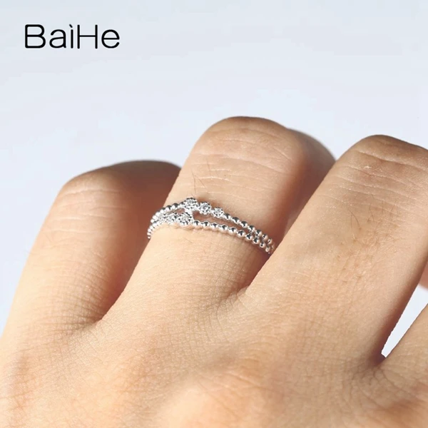 BAIHE Solid 14 k белое золото SI/H натуральные Алмазы обручальные Подарочные Кольца обручальное кольцо обручальное юбилейное кольцо ювелирные изделия