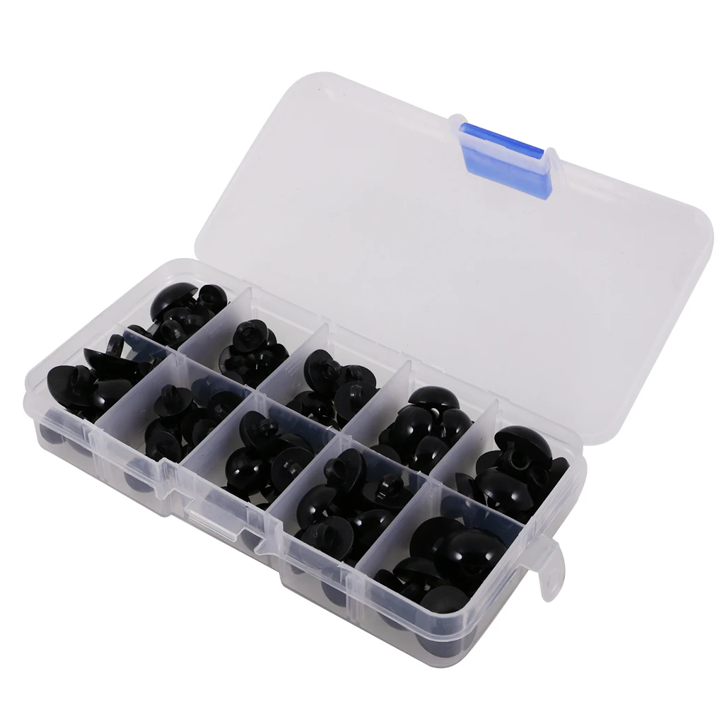 100 Pieces Plastic Black Half Ball Mushroom Shank Buttons Sewing Buttons DIY Bear Animal Toys Eyes Kids Craft