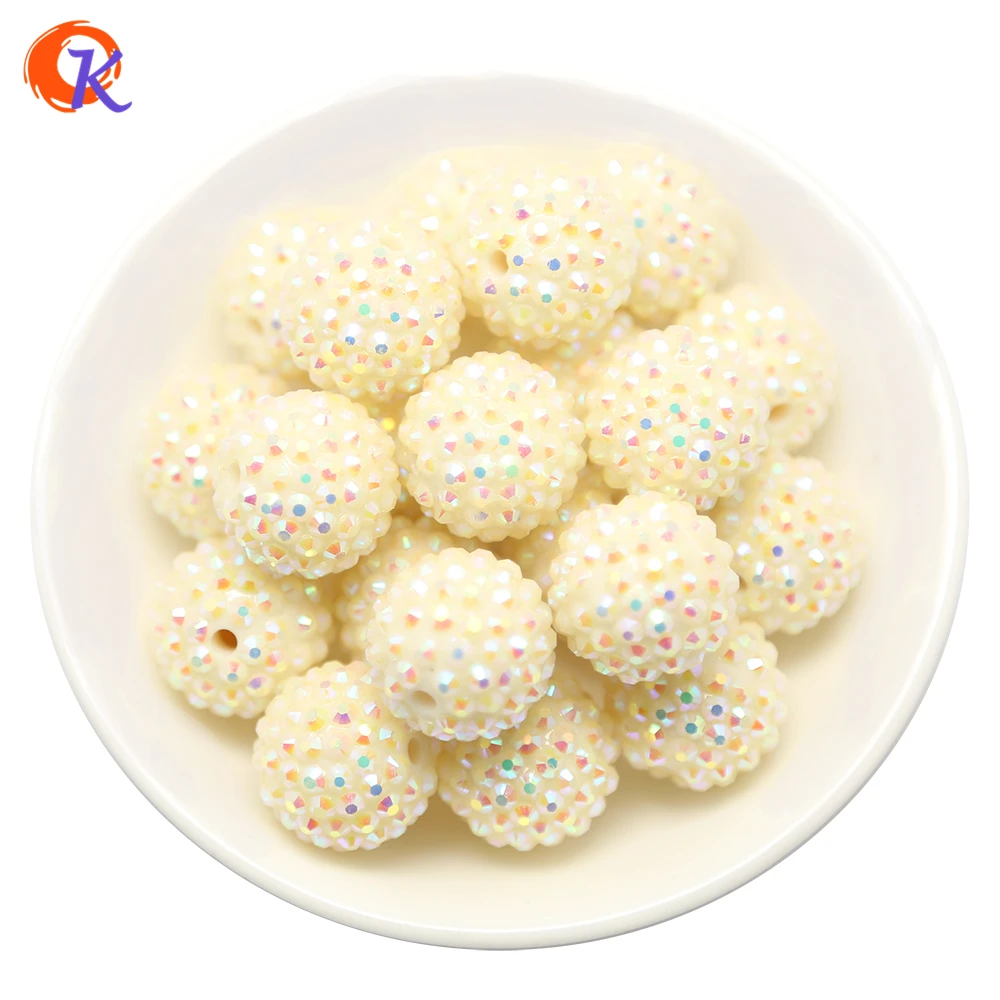 

R14 Cordial Design 20MM 100Pcs/Lot White Chunky Resin Rhinestone Beads Chunky Beads For Necklace Making CDWB-516003