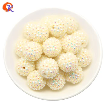 

R14 Cordial Design 20MM 100Pcs/Lot White Chunky Resin Rhinestone Beads Chunky Beads For Necklace Making CDWB-516003