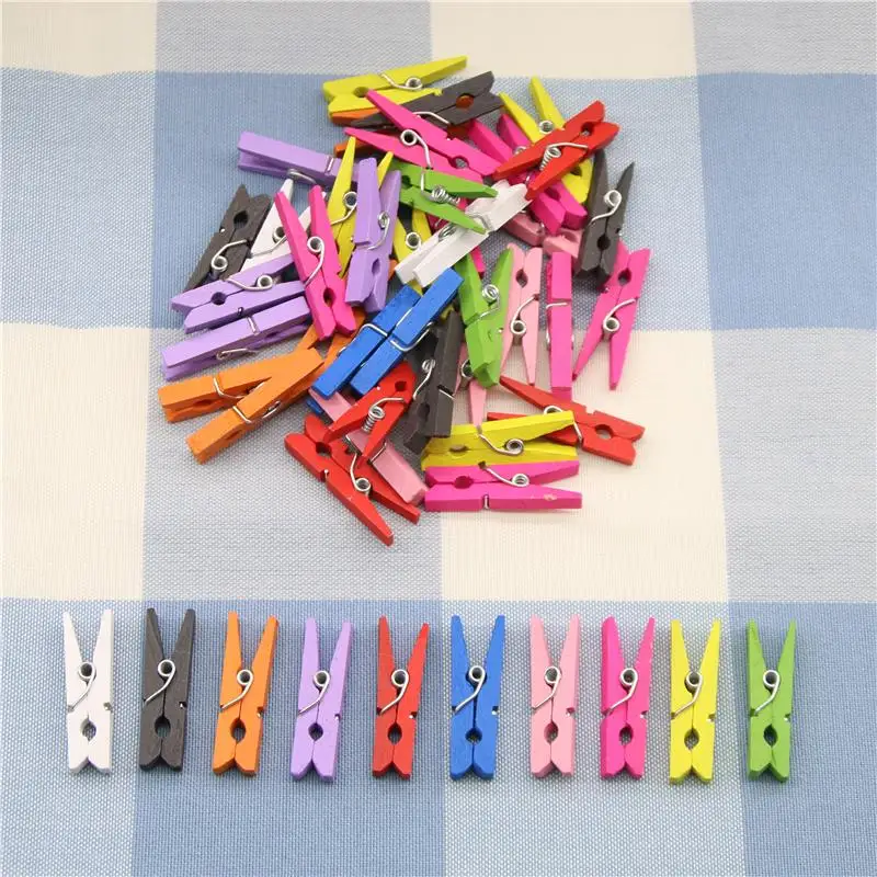 

10 Pcs Random Mini Colored Spring Wood Clips Clothes Photo Paper Peg Pin Clothespin Craft Clips Party Decoration