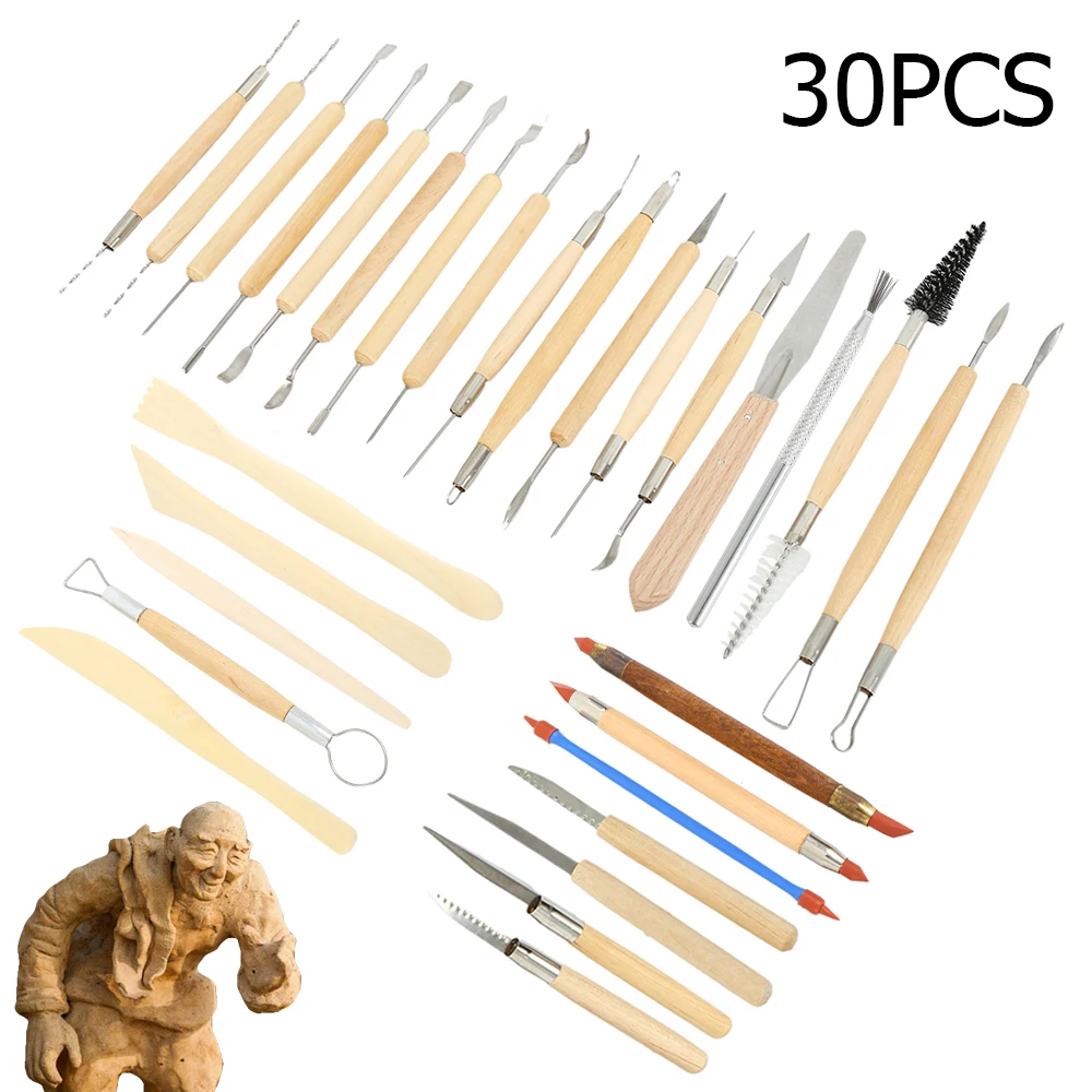 Arts Crafts 30pcs Clay Sculpting Tools Pottery Carving Tool Set Pottery