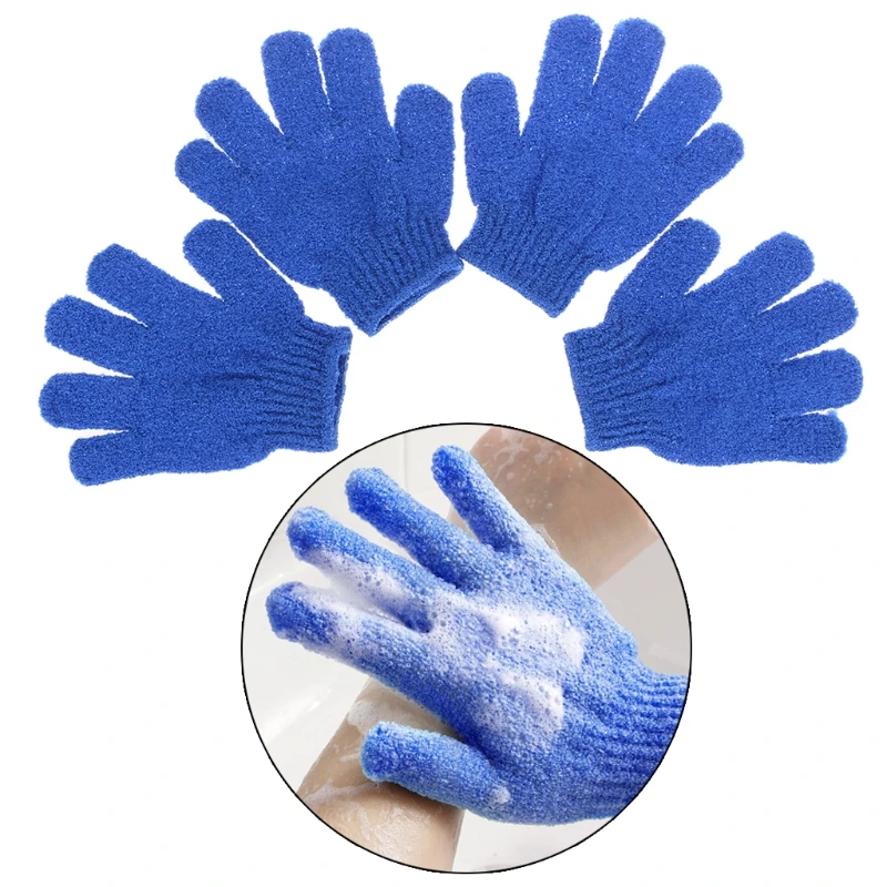 

DUAI 4Pcs Exfoliationg Gloves Bath And Shower Cleansing Smooth Soft Face Legs Body Massage Relaxation Random Color