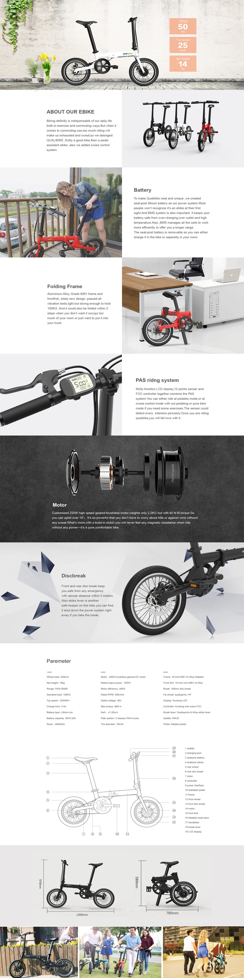 Clearance 16inch electric bike folding electric bicycle Smart mini removable battery electric bike Large wheel bike Super light bicycle 7