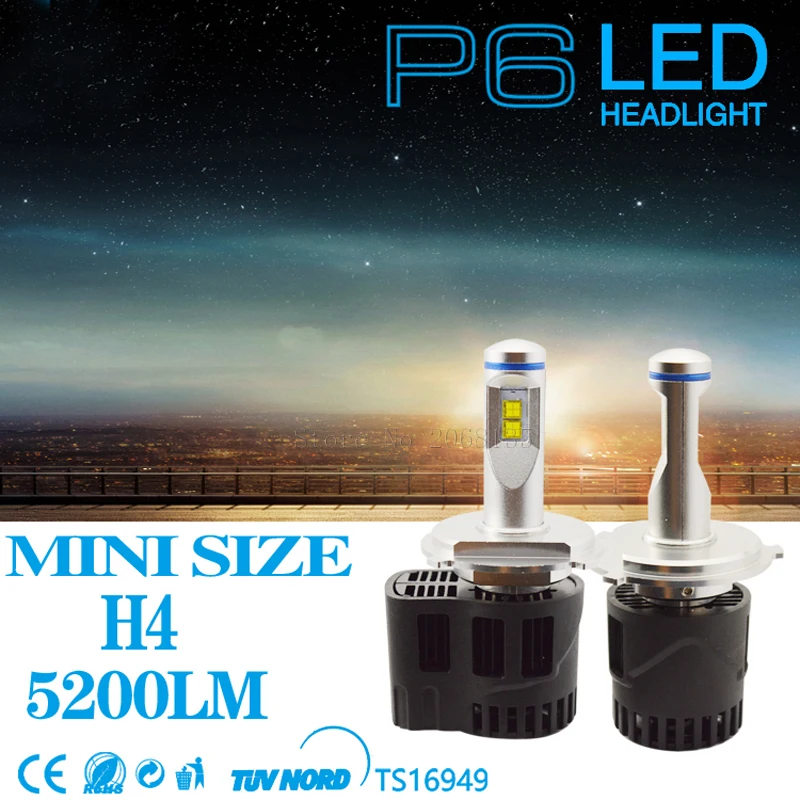 

NEW P6 H4 55W car replacement Headlight LED 10400LM Auto parts Lamp 3000K 4000K 5000K 6000K for MZ Car LED CHIP Cheap Price!