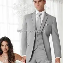 Заказ портной горячие gery жениха Костюмы Смокинги для женихов Slim Fit Best мужчина дружки Для мужчин партии свадебное платье куртка+ брюки+ жилет галстук