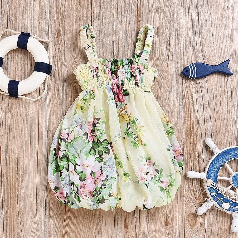 

Toddler Kids Baby Girls Floral Fluffy Sling Strap Soft Summer Dress Birthday Party Casual Dresses Sundress Clothes 0-3Years
