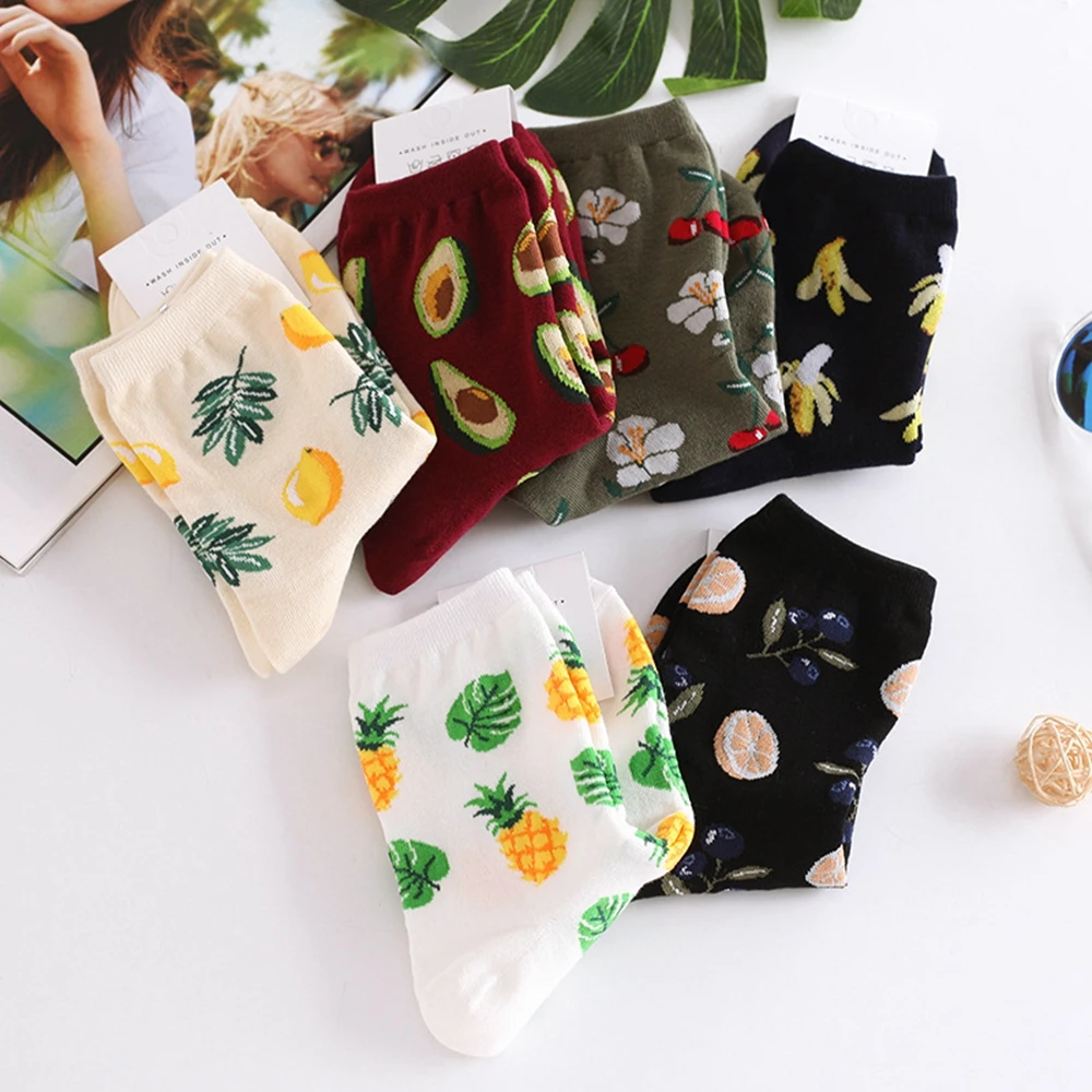 

Personalized Design 3D Fruit Pattern Funny Socks Unisex Avocado Apple Cherry Crew Happy Socks Harajuku Cotton Winter Warm Sock