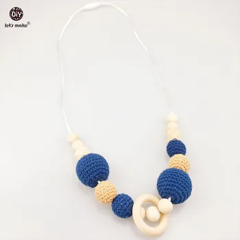 

Let's Make Baby Teether Nursing Necklace Crochet Beads Wooden Food Grade Materials DIY Jewelry Crib Toy Teething Accessories