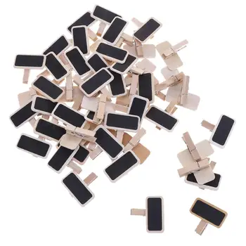 

50Pcs Mini Wooden Blackboard Clamps Note Folder Photo Clip Mark Wood Binder Clips Para Papel Office School Papelaria Supplies