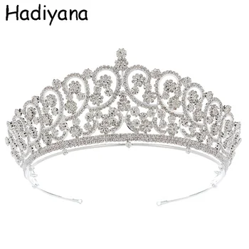 

Hadiyana Fashion Shiny Cubic Zircon Queen Crown For Girl Copper Flower Tiaras Crown Luxury Bride Headdress Diadem HG6096