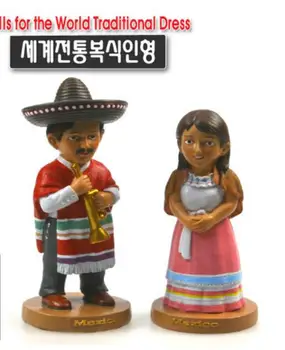 

The figure displays 1 pair of statues in traditional Mexican costumes men women furnishings figures home decoration