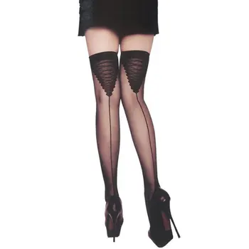 

New arrival black lace stockings high quality sexy women's stockings thin see through over knee women stocking HW2127