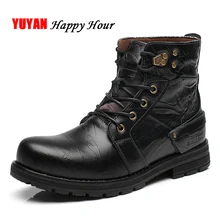 Мотоциклетные ботинки из натуральной кожи мужская теплая зимняя обувь мужские ботинки с жесткой подошвой и толстым плюшем для холодной погоды Брендовые мужские ботильоны A054