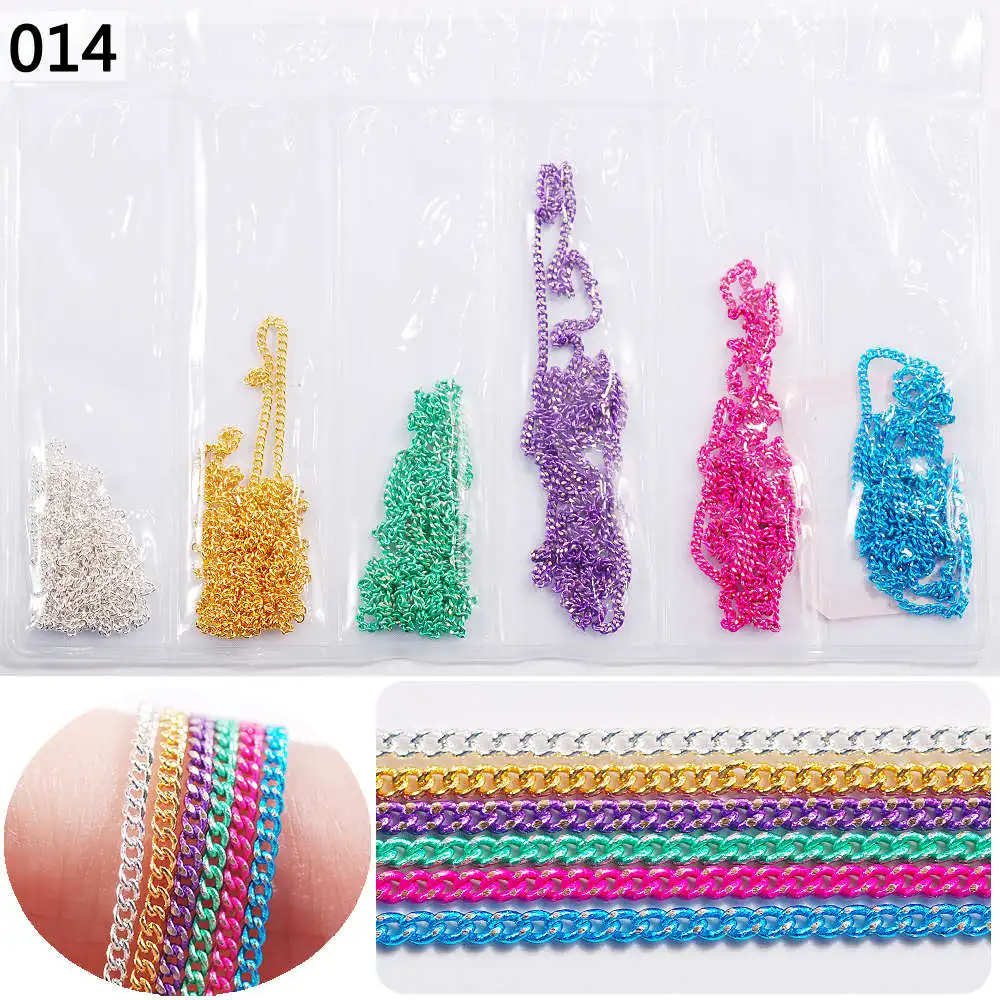 14 Catchlove DIY цепочка для ногтей модный дизайн 1 шт. из 6 небольших сумок цепь для украшения дизайна ногтей 21 Цвета металлические материалы - Цвет: 14