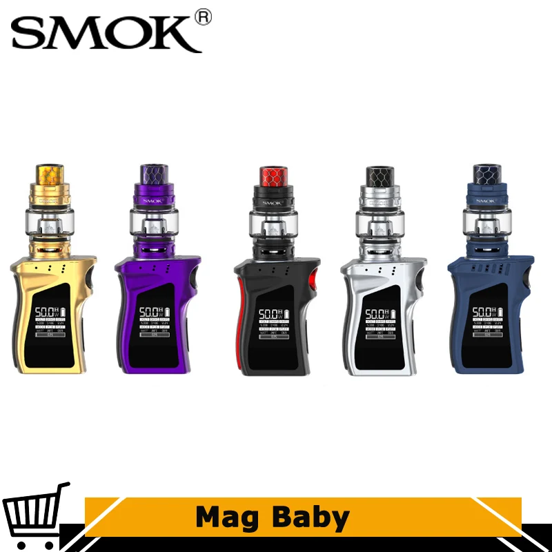 Оригинальные электронные сигареты Smok Mag Детские комплект с 50 Вт Mag Baby Box Mod 1600 мАч Батарея и 4,5 мл TFV12 маленьких цена бак электронная сигарета